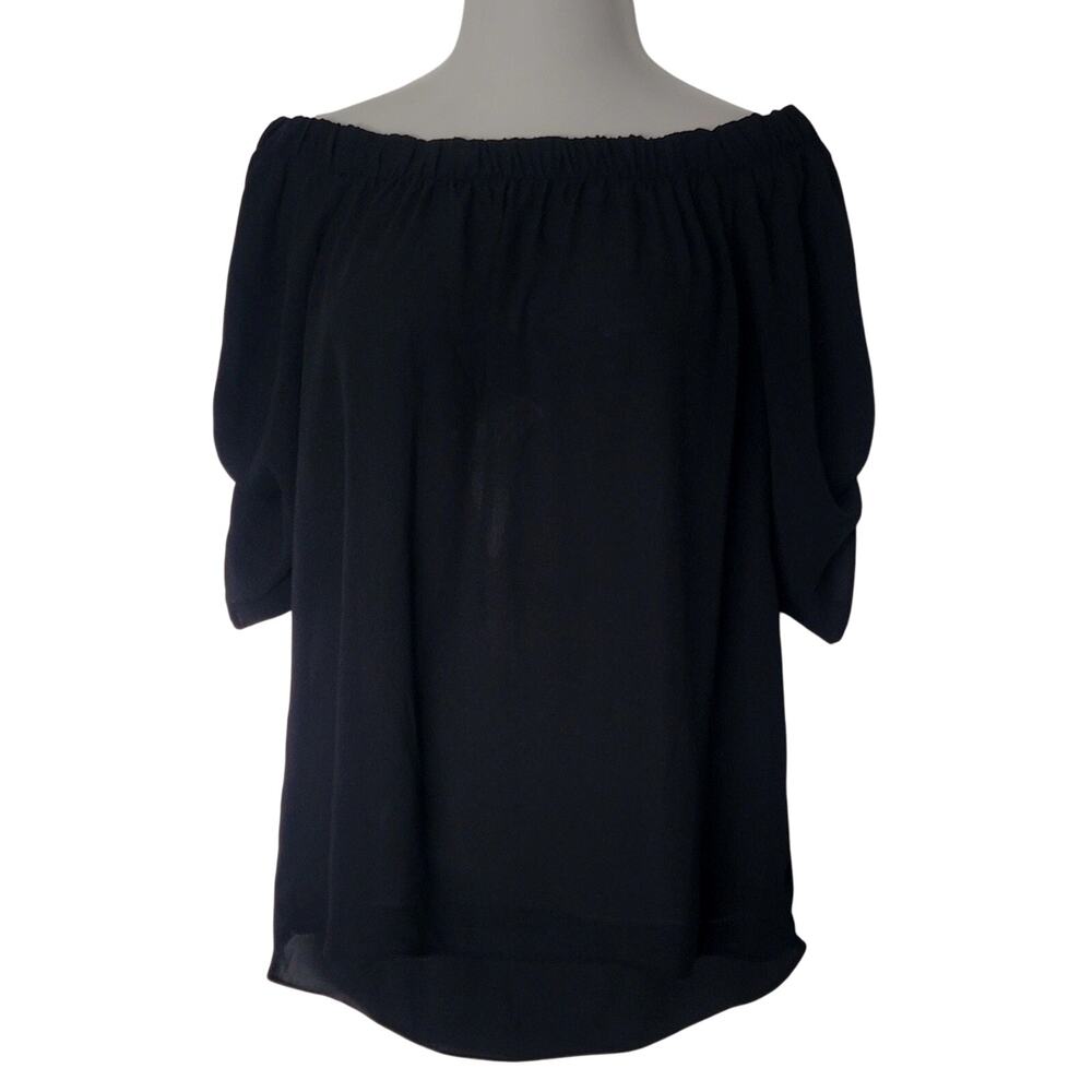 Flowey Black Off Shoulder 3/4 Sleeve Sheer Blouse Sz XL